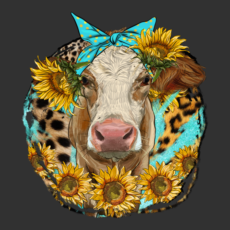 Simmental Heifer With Sunflowers And Leopard Urban Heavy Tee by LillyAllenDesigns | Teevron