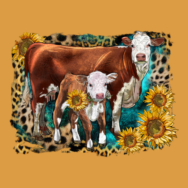 Hereford Cow And Hereford Calf With Leopard Urban Heavy Tee by LillyAllenDesigns | Teevron