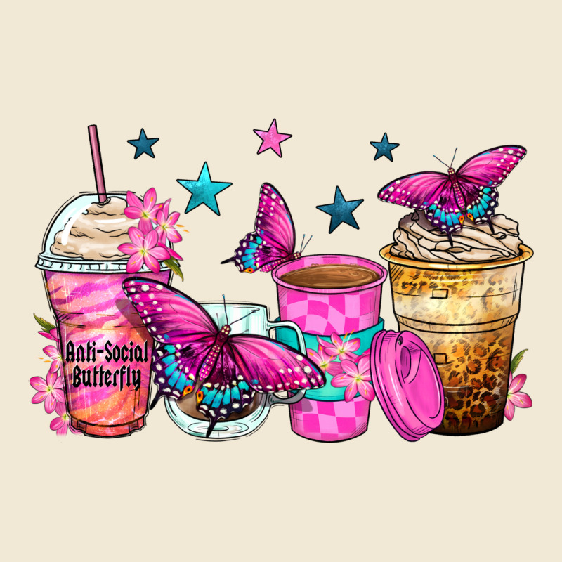 Antisocial Butterfly Coffee Cups Ladies Tee by Zillion Design Studio | Teevron