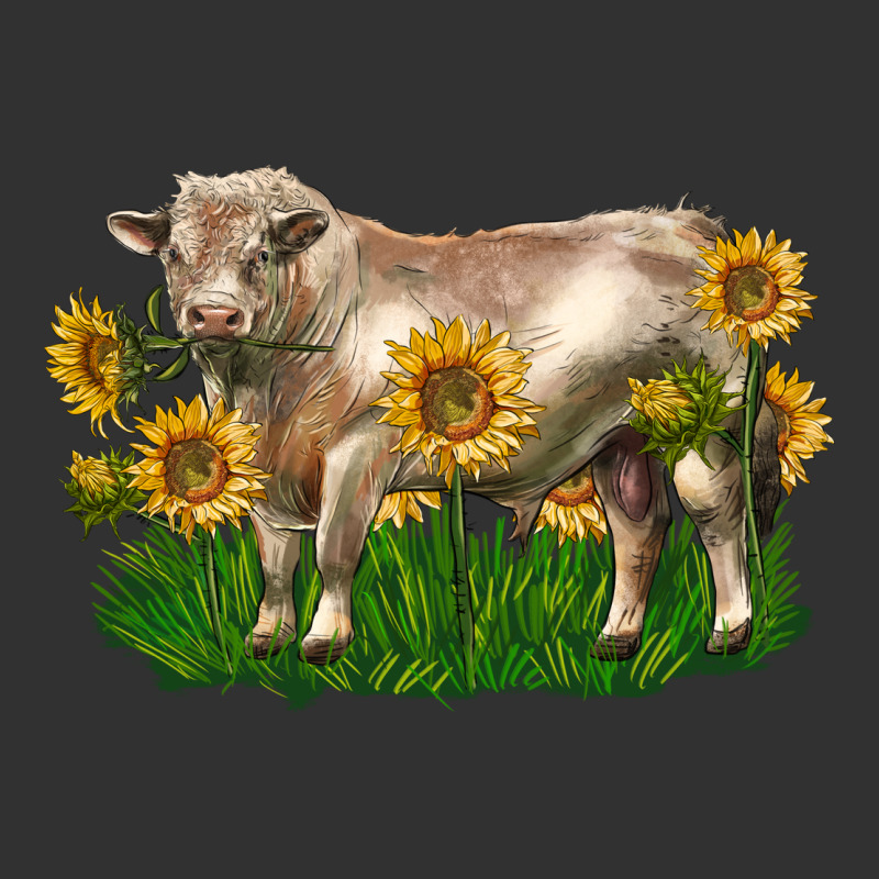 Charolais Bull With Sunflowers Urban Heavy Tee by LillyAllenDesigns | Teevron