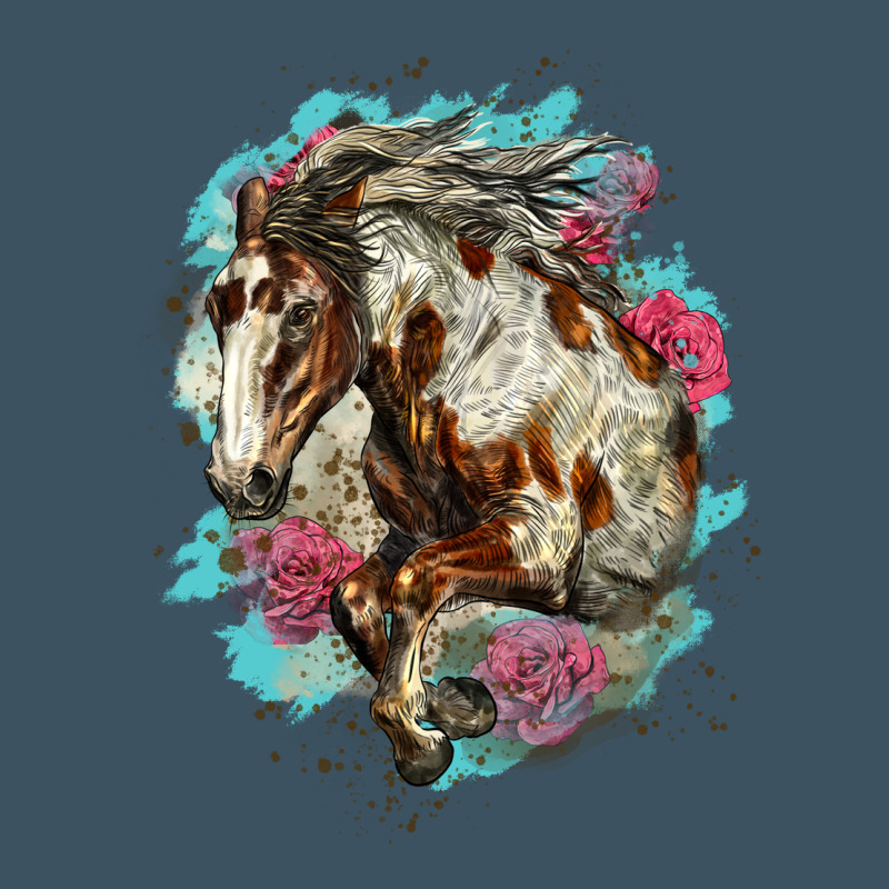 Mustang Horse With Floral Background Urban Heavy Tee by LillyAllenDesigns | Teevron