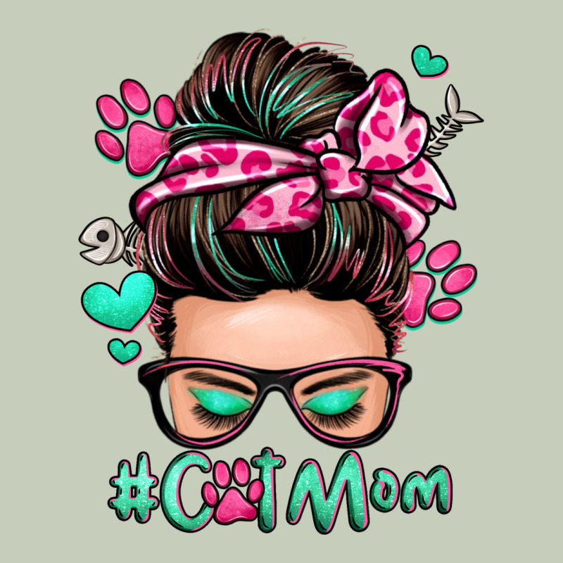 Cat Mom Messy Bun Ladies Tee by Zillion Design Studio | Teevron