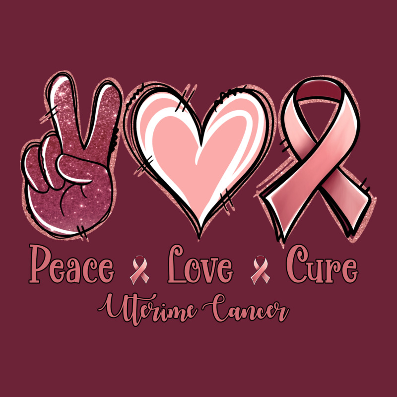 Peace Love Cure Uterine Cancer Long Sleeve Tee by NancyCooperArtShop | Teevron