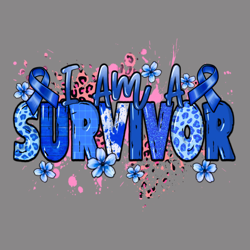 I Am A Survivor Colon Cancer Blue Ribbon Vintage Tee by NancyCooperArtShop | Teevron