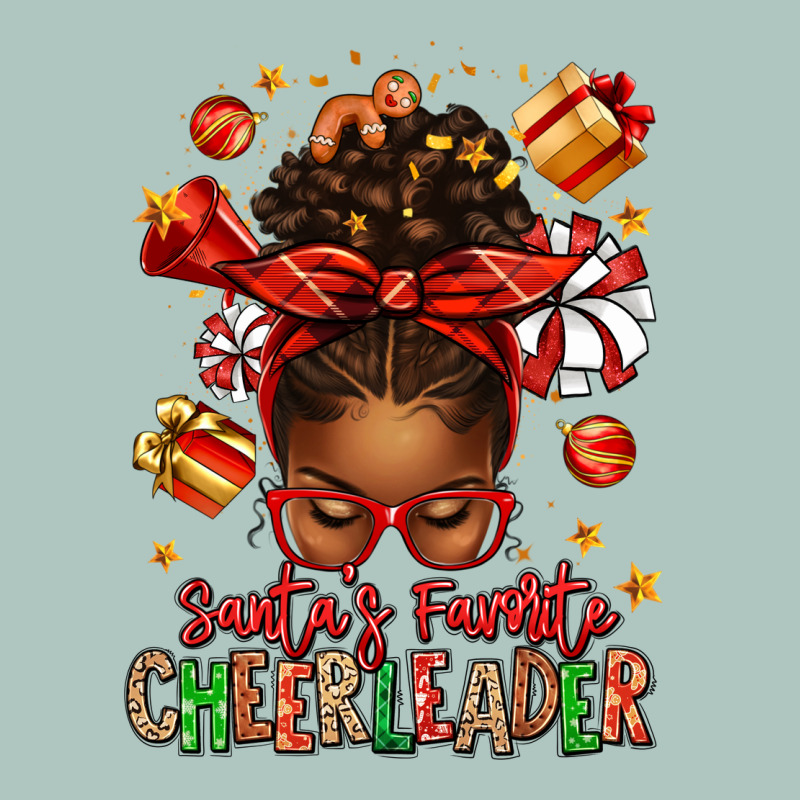 Santa's Favorite Cheerleader Afro Messy Bun Premium Sweatshirt by texasbilliewilder | Teevron