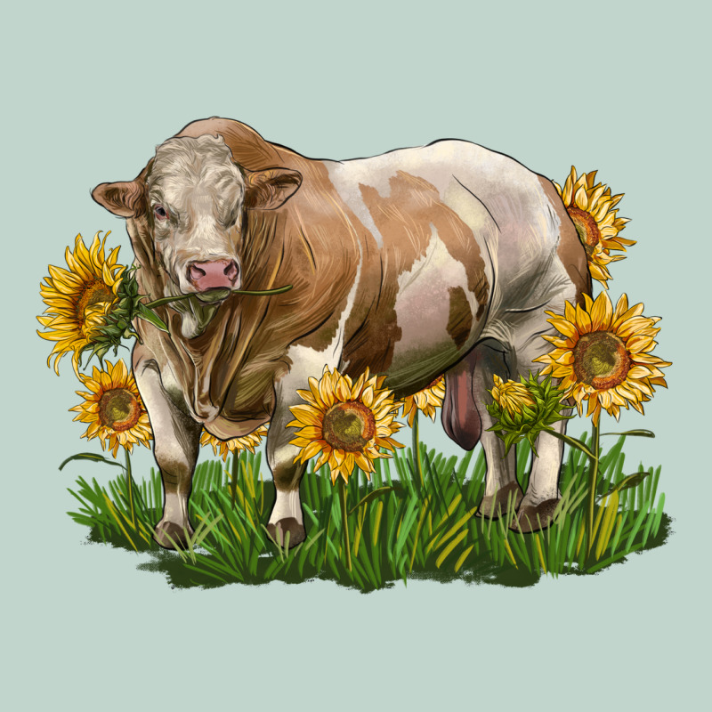 Simmental Bull With Sunflowers Zipper Hoodie by LillyAllenDesigns | Teevron