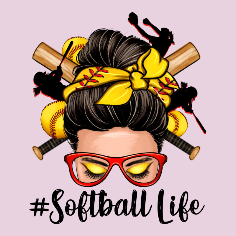 Softball Life Messy Bun Ladies Tee by Zillion Design Studio | Teevron