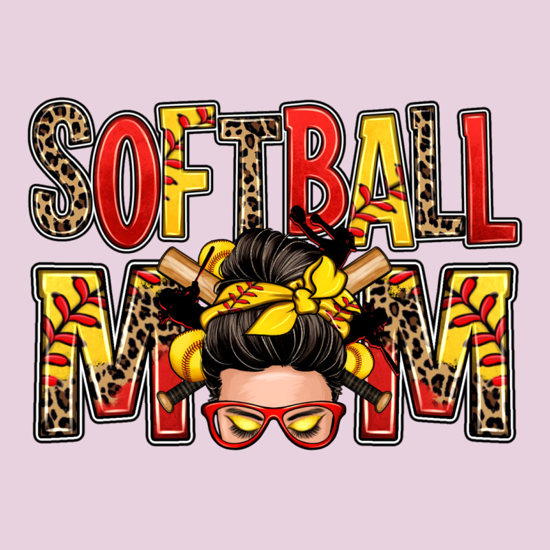 Softball Mom Messy Bun Ladies Tee by Zillion Design Studio | Teevron