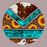 Turquoise Cowhide Leopard Sunflowers Round Vintage Hoodie | Teevron