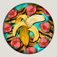Banana And Strawberries With Tiger Pattern Heavy Core Tee | Teevron