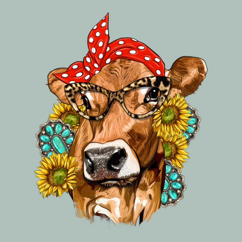 Western Cow With Sunflowers And Gemstone Heavyweight Hoodie by texasbilliewilder | Teevron