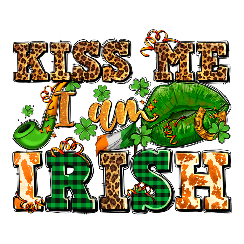 Kiss Me I Am Irish  With Lips And Shamrocks Premium Tee by AdoDesignShop | Teevron