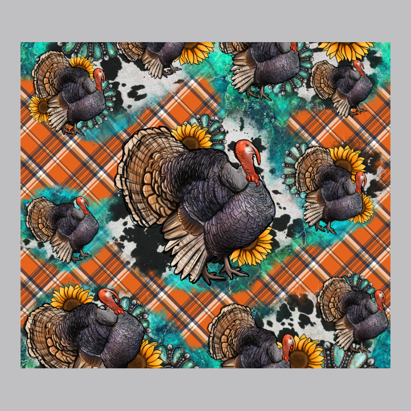 Thanksgiving Turkey Sunflower Turquoise Long Sleeve Tee by NancyCooperArtShop | Teevron