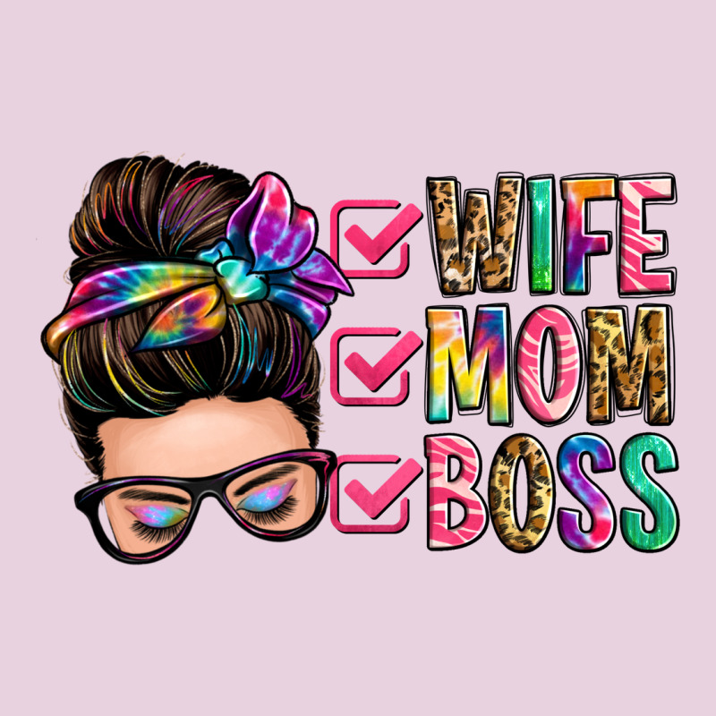 Wife Mom Boss Messy Bun Ladies Tee by Zillion Design Studio | Teevron