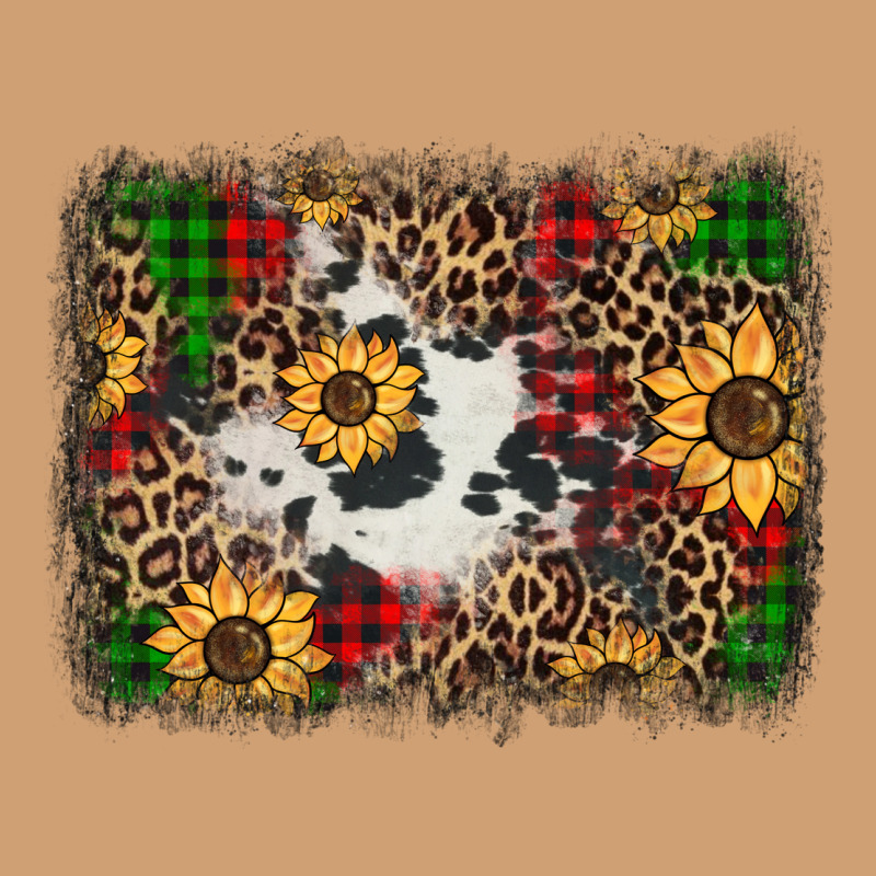 Distressed Christmas Sunflowers Leopard Cowhide Background Vintage Tee by Jasminsmagicworld | Teevron