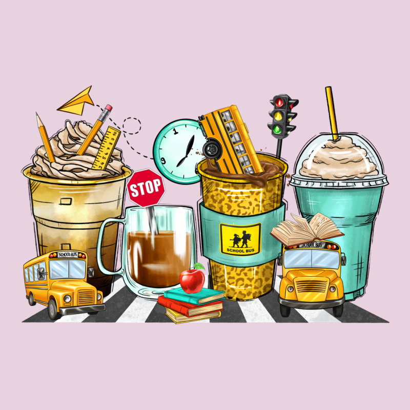 School Bus Coffee Cups Ladies Tee by Zillion Design Studio | Teevron