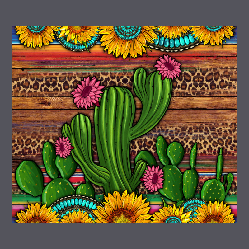 Sunflowers Turquoise Serape Cactus Tumbler Vintage Hoodie by Artiststas | Teevron