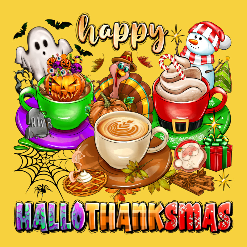Happy Hallothanksmas Coffee Cups With Ghost Turkey Premium Sweatshirt by texasbilliewilder | Teevron
