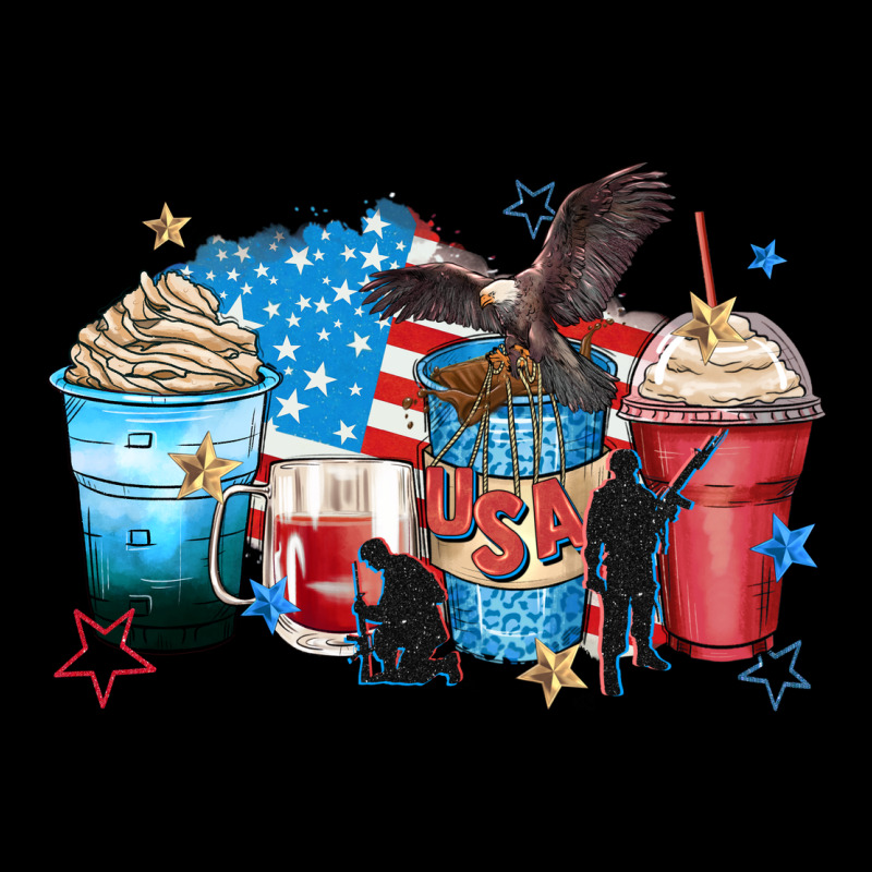Usa Coffee Cups Ladies Tee by Zillion Design Studio | Teevron