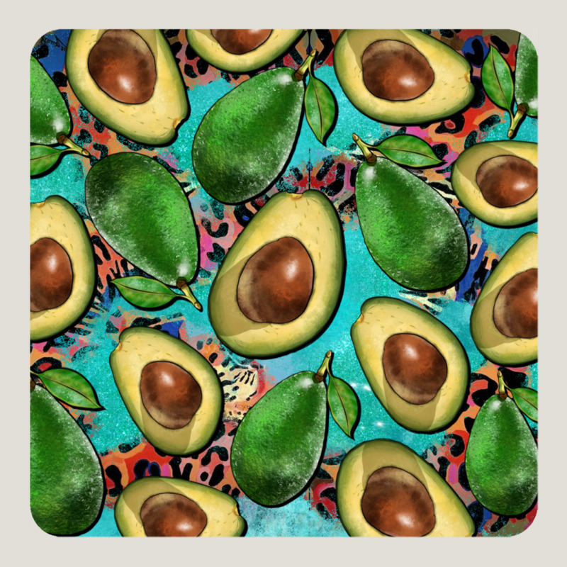 Avacado With Turquoise And Leopard Background Mug Coaster Heavy Core Tee by BarkalooDesign | Teevron