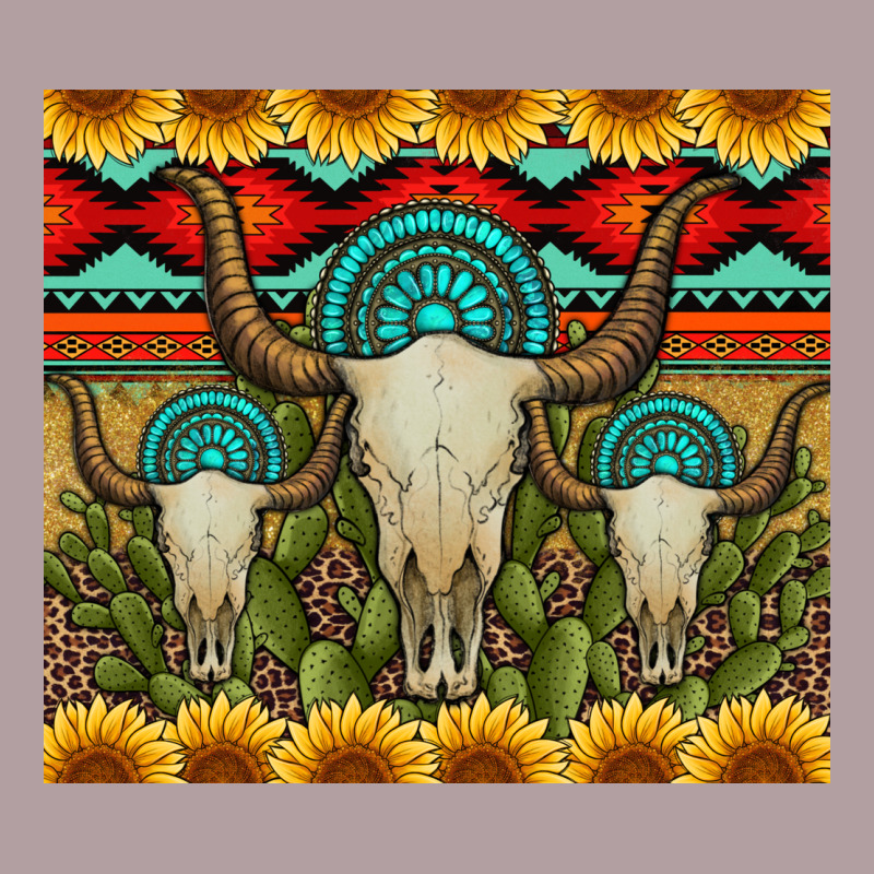 Bull Skulls Gemstones And Cactus With Leopard And Aztec Vintage Hoodie by Artiststas | Teevron