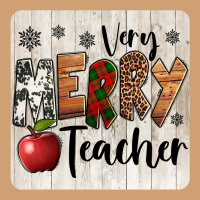 Very Merry Teacher Christmas Coaster Vintage Tee | Teevron