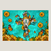 Bull Skull Cross Skinny Metal Can Holder Heavy Core Tee | Teevron