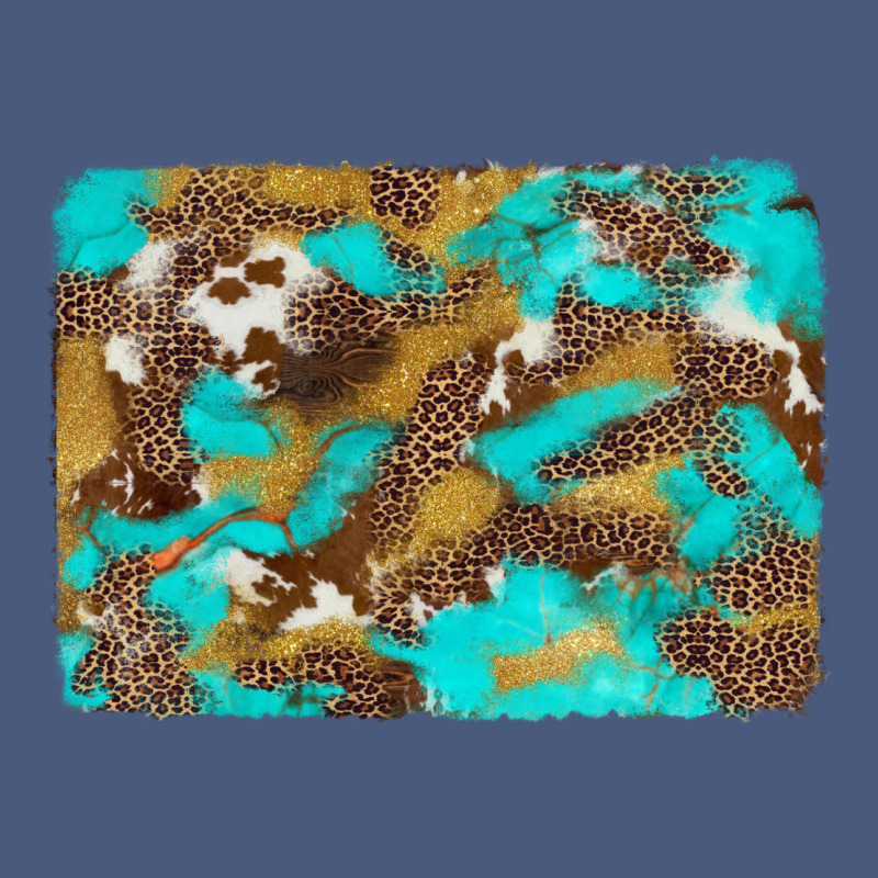 Western Turquoise Leopard And Cowhide Background Vintage Hoodie by Artiststas | Teevron