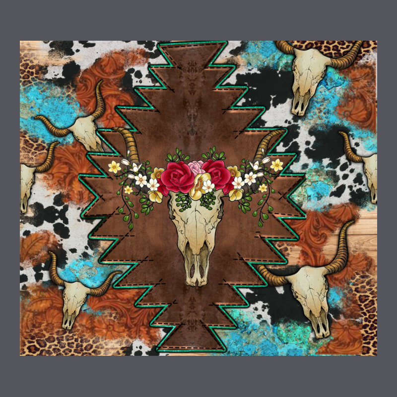 Western Floral Bullskull Cowhide And Leopard Vintage Hoodie by Artiststas | Teevron
