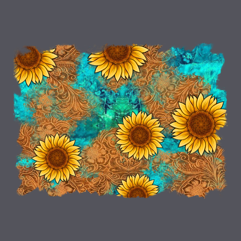 Sunflower Turquoise And  Leather Background Vintage Hoodie by Artiststas | Teevron