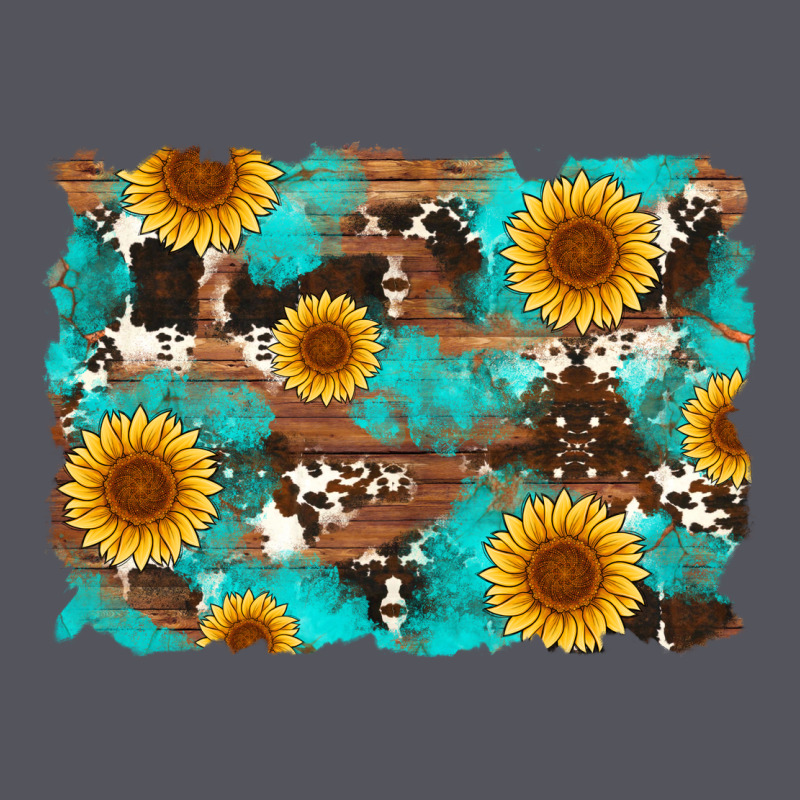 Sunflower And Cowhides With Wood And Turquoise Background Vintage Hoodie by Artiststas | Teevron