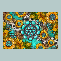 Western Turquoise And Sunflowers Skinny Metal Can Holder Heavy Core Tee | Teevron