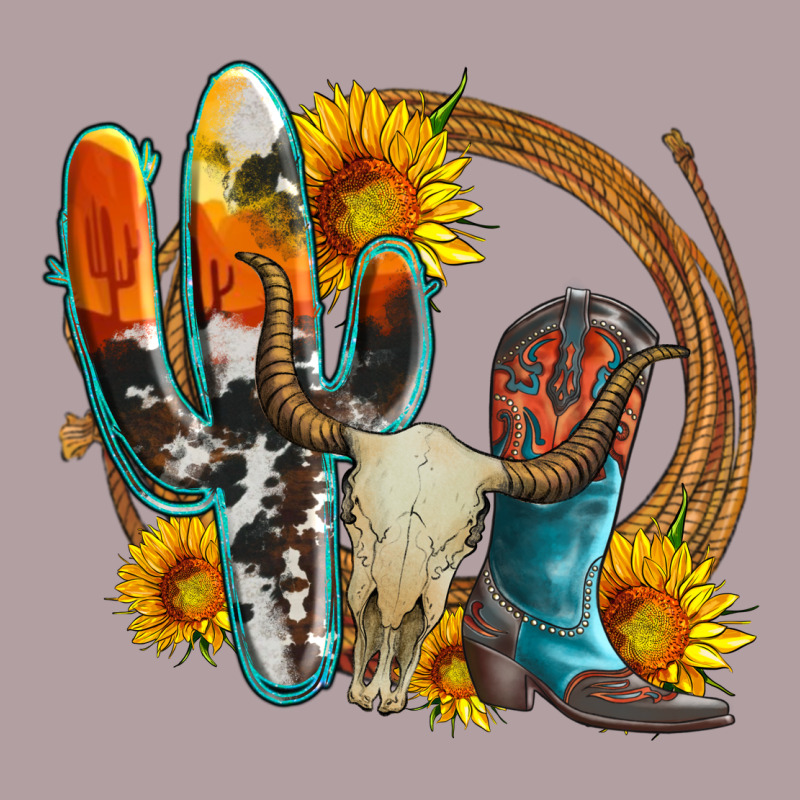 Western Cactus Bullskull And Boots With Sunflowers And Serape Leopard Vintage Hoodie by Artiststas | Teevron