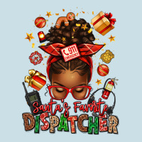 Santa's Favorite Dispatcher Afro Messy Bun Ladies Tee | Teevron
