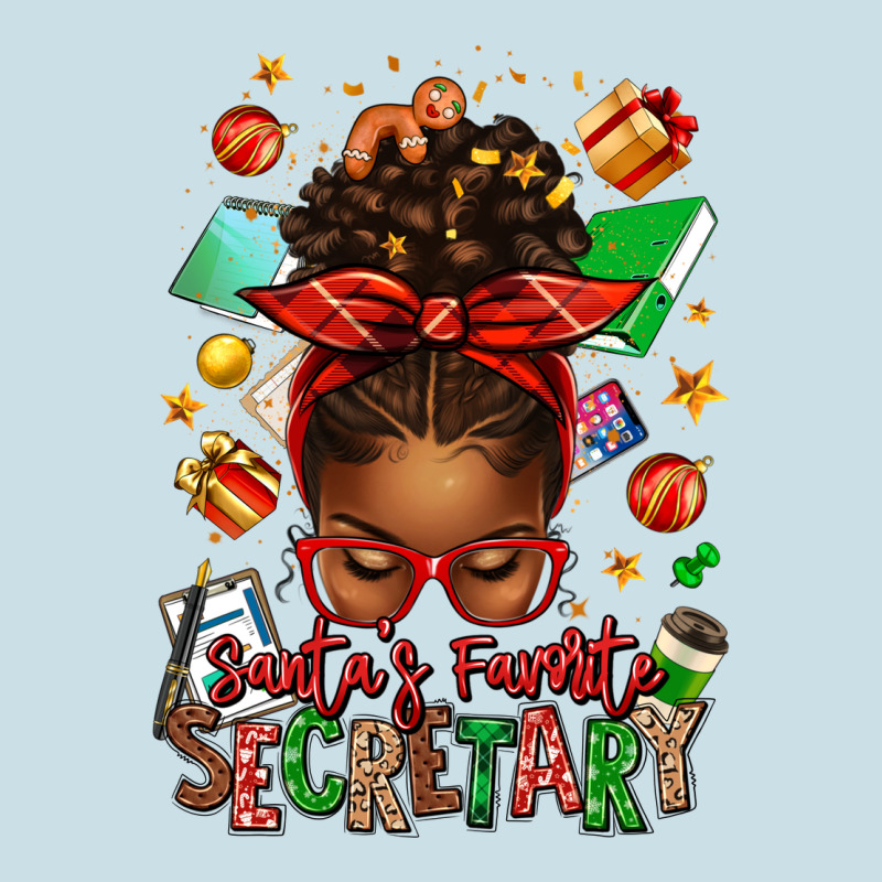 Santa's Favorite Secretary Afro Messy Bun Ladies Tee by texasbilliewilder | Teevron