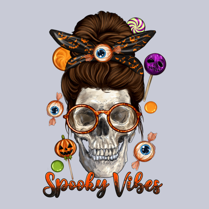 Spooky Vibes Skull Messy Bun Heavyweight Hoodie by texasbilliewilder | Teevron