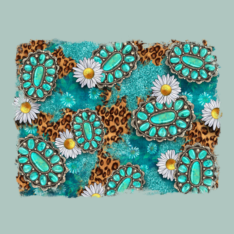 Leopard And Turquoise Gemstone Background Premium Sweatshirt by texasbilliewilder | Teevron