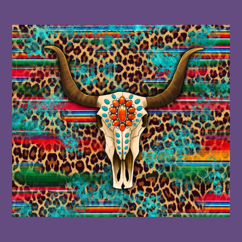 Western Serape Leopard Bull Skull Turquoise Tumbler Vintage Hoodie by Artiststas | Teevron
