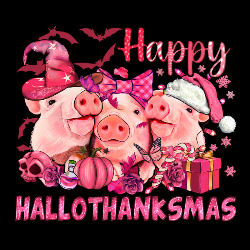 Happy Hallothanksmas Pigs Pink Long Sleeve Tee by NancyCooperArtShop | Teevron