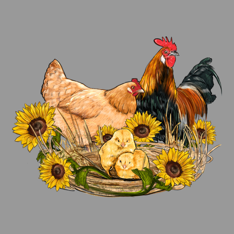 Western Coop Animals Farm Chicken Chick Rooster Sunflowers Vintage Hoodie by Artiststas | Teevron