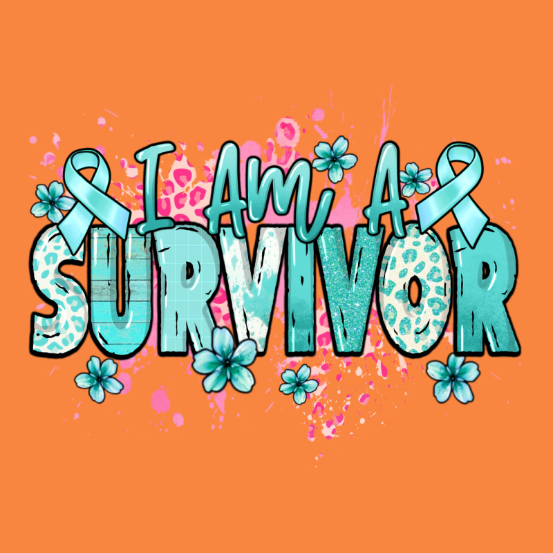 I Am A Survivor Teal Ribbon Ovarian Cancer Premium Sweatshirt by NancyCooperArtShop | Teevron