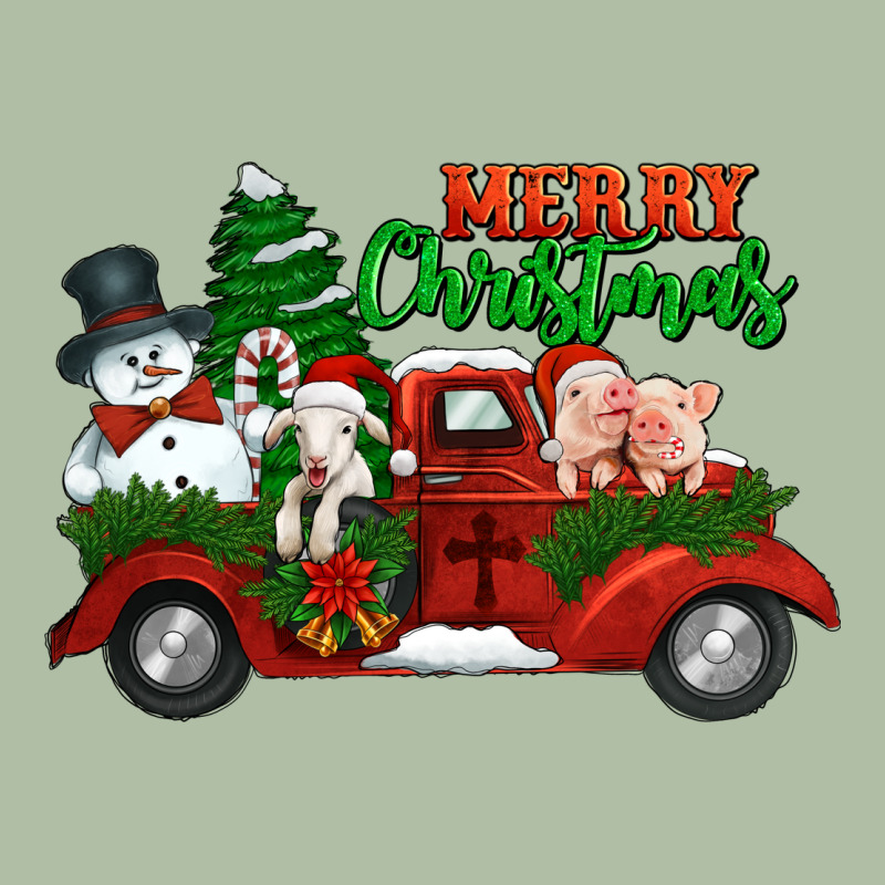Merry Christmas Snowman And Farm Animals Truck Urban Heavy Tee by Jasminsmagicworld | Teevron