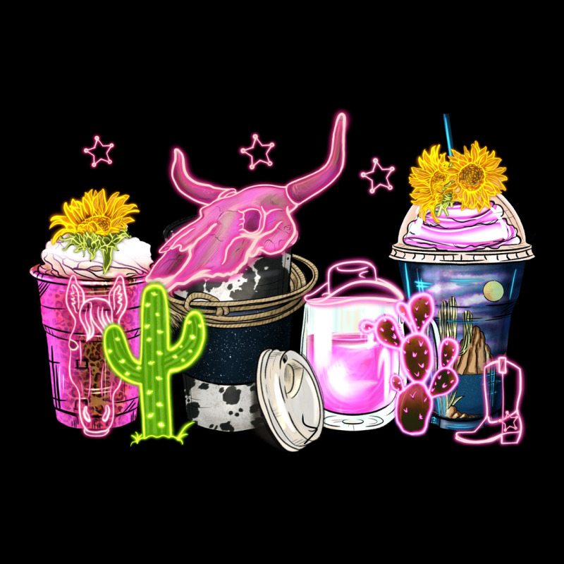 Neon Western Coffee Cups Ladies Tee by Zillion Design Studio | Teevron