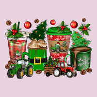 Christmas Tractor Coffee Cups Ladies Tee | Teevron