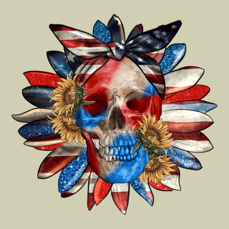 4th Of July Sunflower Skull 4th Of July Heavy Core Tee by CowGirlArtShop | Teevron