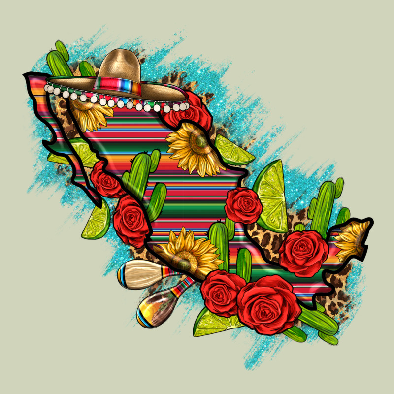 Mexico Map With Leopard And Sunflowers Heavyweight Hoodie by texasbilliewilder | Teevron