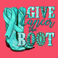 Give Cancer The Boot Ovarian Cancer Teal Ribbon Premium Sweatshirt | Teevron