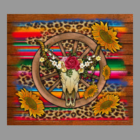 Serape Sunflowers Bull Skull Background Vintage Hoodie | Teevron