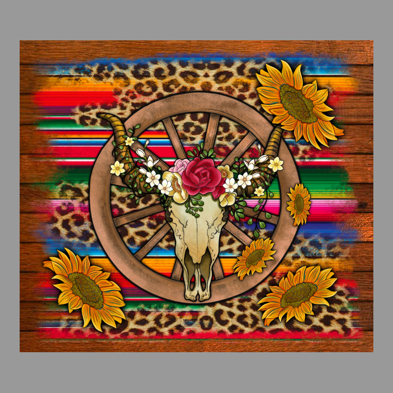 Serape Sunflowers Bull Skull Background Vintage Hoodie by Artiststas | Teevron