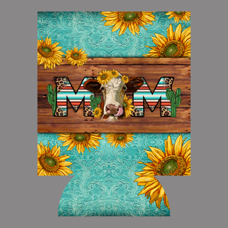 Mom Hereford Cattle Sunflowers On Tooled Leather Regular Can Cooler Vintage Tee by BarkalooDesign | Teevron